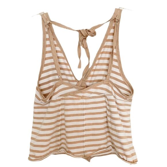 We The Free Mylo Tan White Striped Halter Tank Top Large - Picture 7 of 8